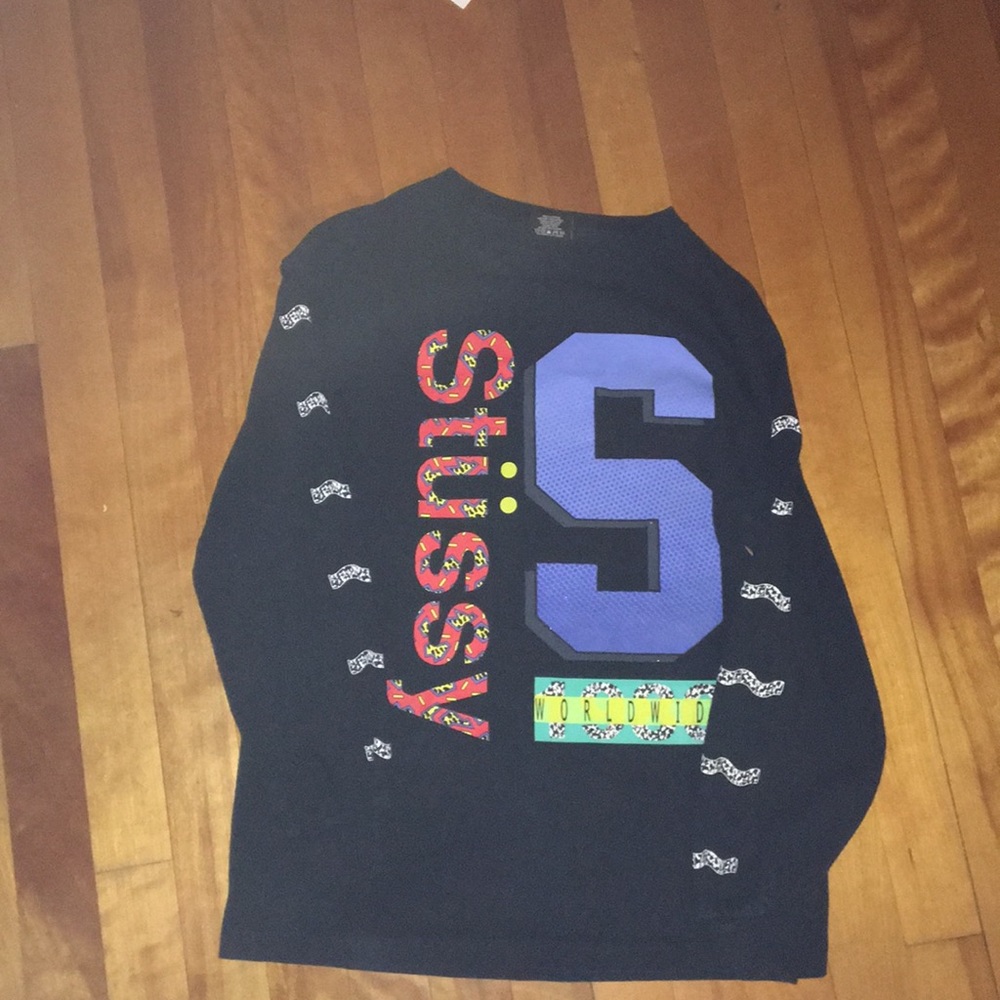 Stussy black graphic long sleeve shirt Size M